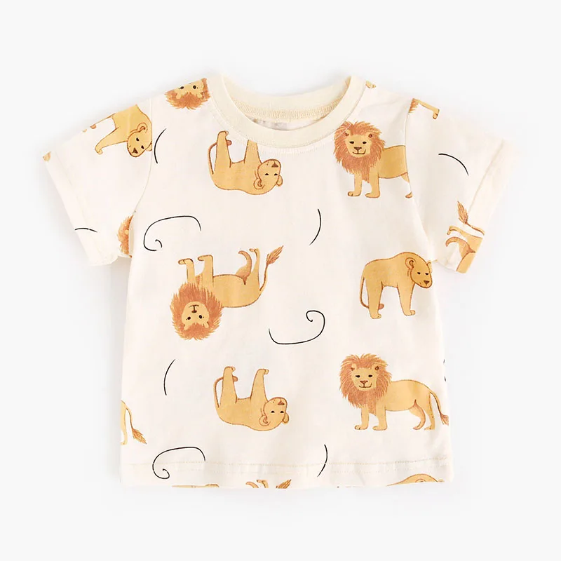 MILANCEL, nuevo conjunto de ropa de verano para niñas, 9M-5T, camiseta bonita de León + Pantalones, traje para niños, trajes finos de manga corta - imagen 4