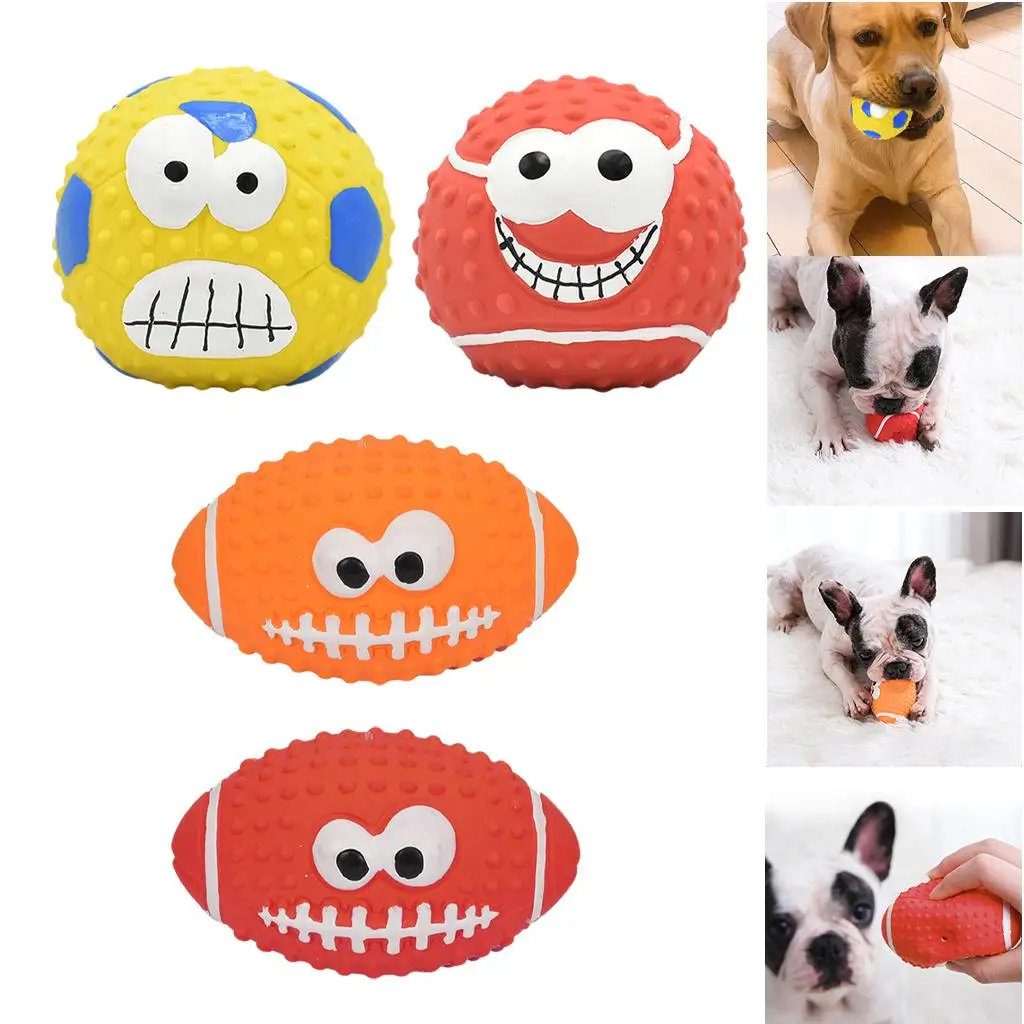 Juguete para masticar perros con pelota chirriante de goma - imagen 2