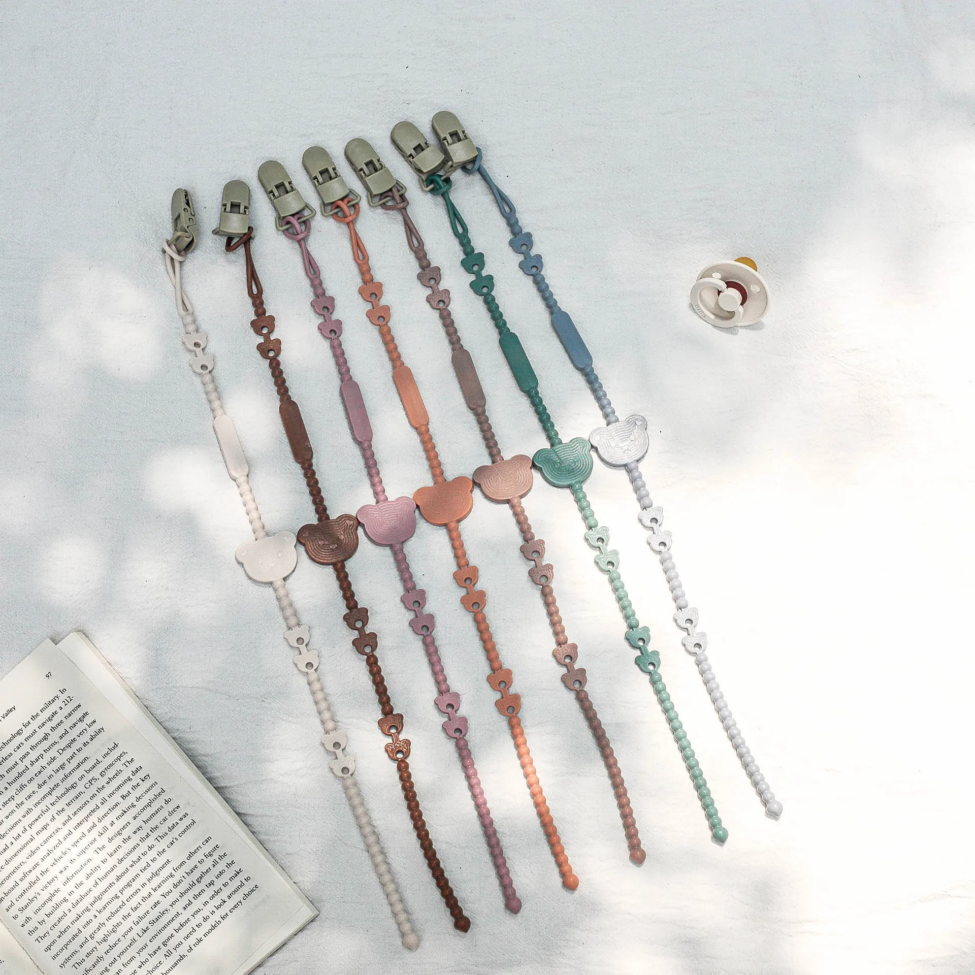 Cadena antipérdida de silicona suave, correas ajustables, soporte para chupete, cadenas para botellas, mordedor para bebé, juguete, cordón, soporte para pezones, cochecito - imagen 3