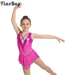 Vestido de patinaje artístico con pedrería y tutú para niña