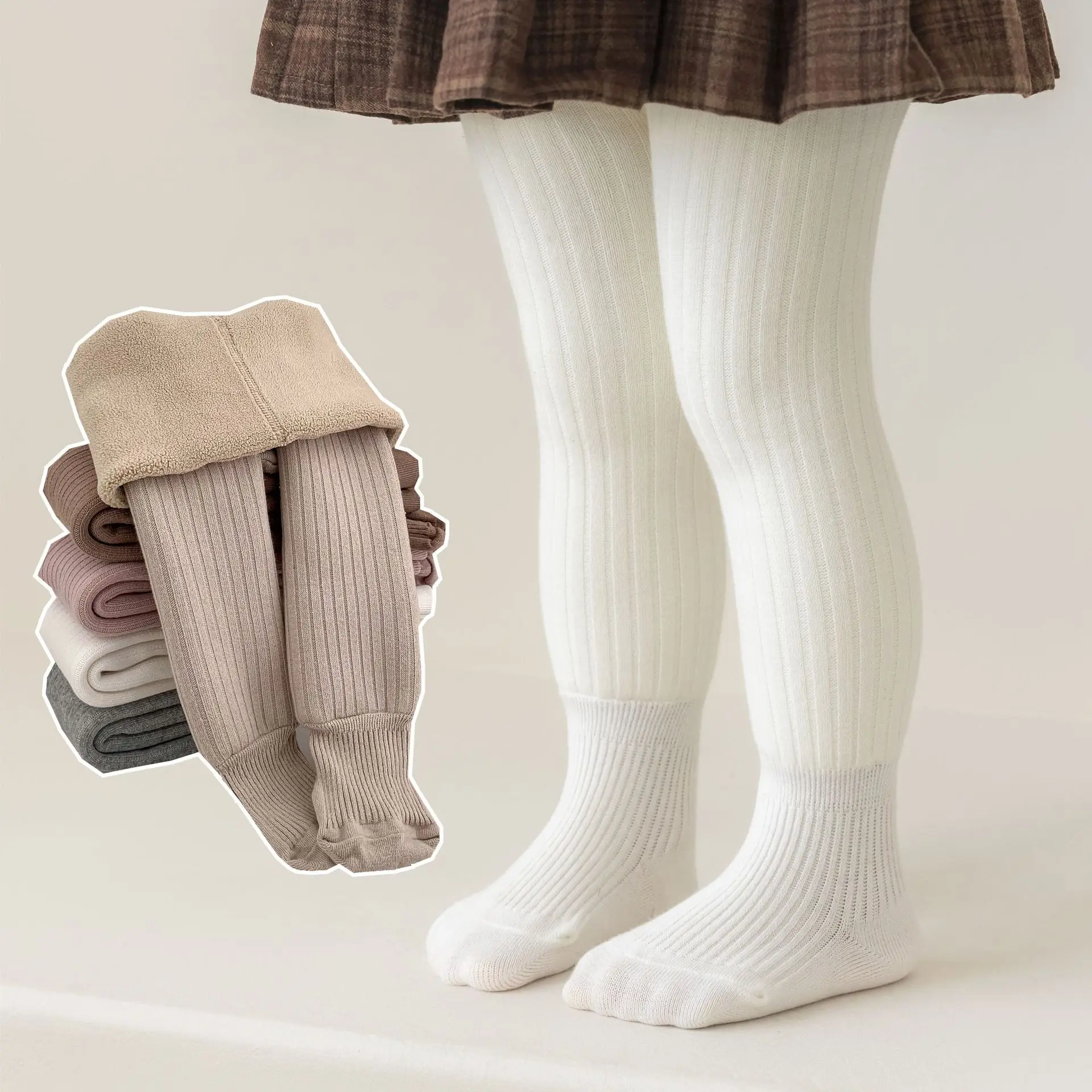 Medias de invierno para niños y niñas, pantimedias gruesas informales de algodón para niñas pequeñas, pantimedias para mantener el calor en la nieve, ajustadas para niños de 0 a 8 años - imagen 4