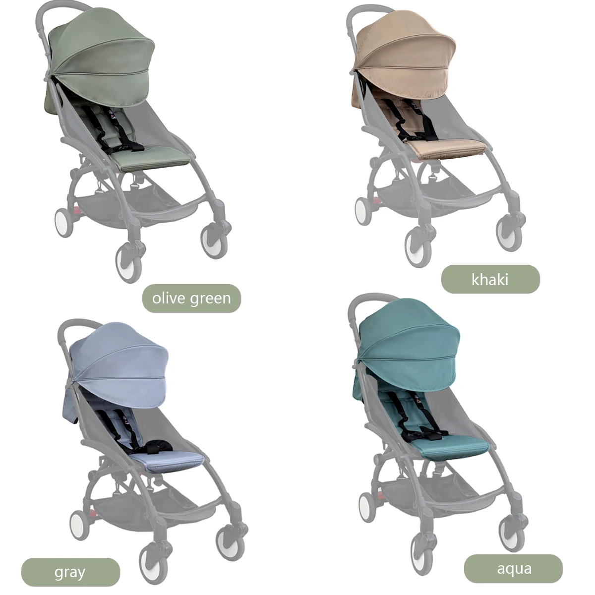 Nueva funda de dosel 175 cojín de asiento Compatible con Babyzen YOYO funda de colchón de asiento con bolsillo trasero con cremallera accesorios para cochecito - imagen 5