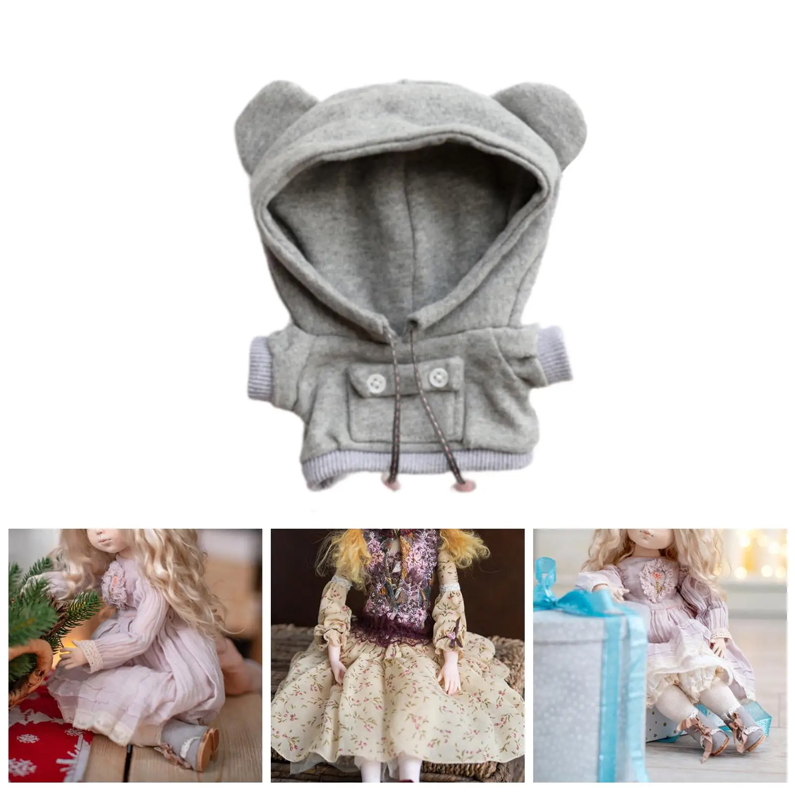 Plush Doll Clothes Stuffed Animals Accessories Hooded Sweatshirt Photo Props Soft Stylish Dress up Costumes Cute Doll Costume