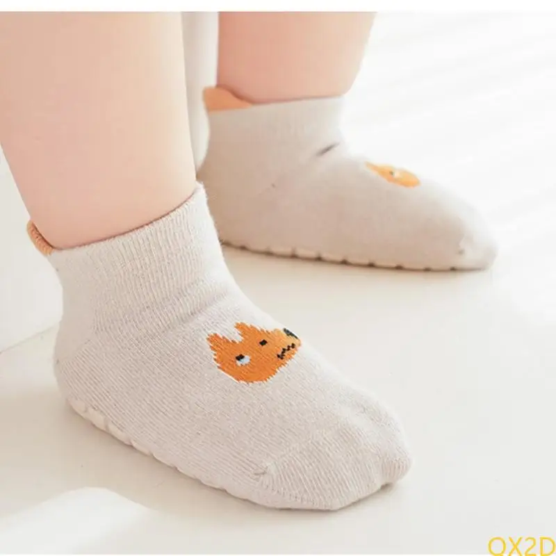 QX2D Soft y transpirable calcetines infantiles calcetines piso no liquidados para 0-3 años juego para niños - imagen 3