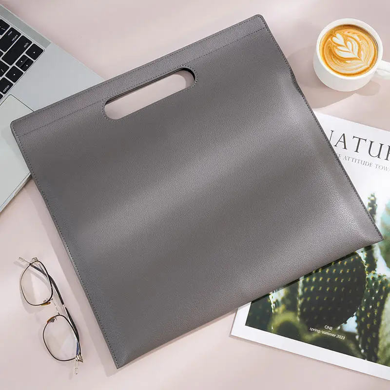 Nueva carpeta de archivos de negocios A4, bolsa para documentos de gran capacidad, bolso de mano de cuero delgado de lujo, bolso magnético para tableta para mujer, regalo de cumpleaños - imagen 4