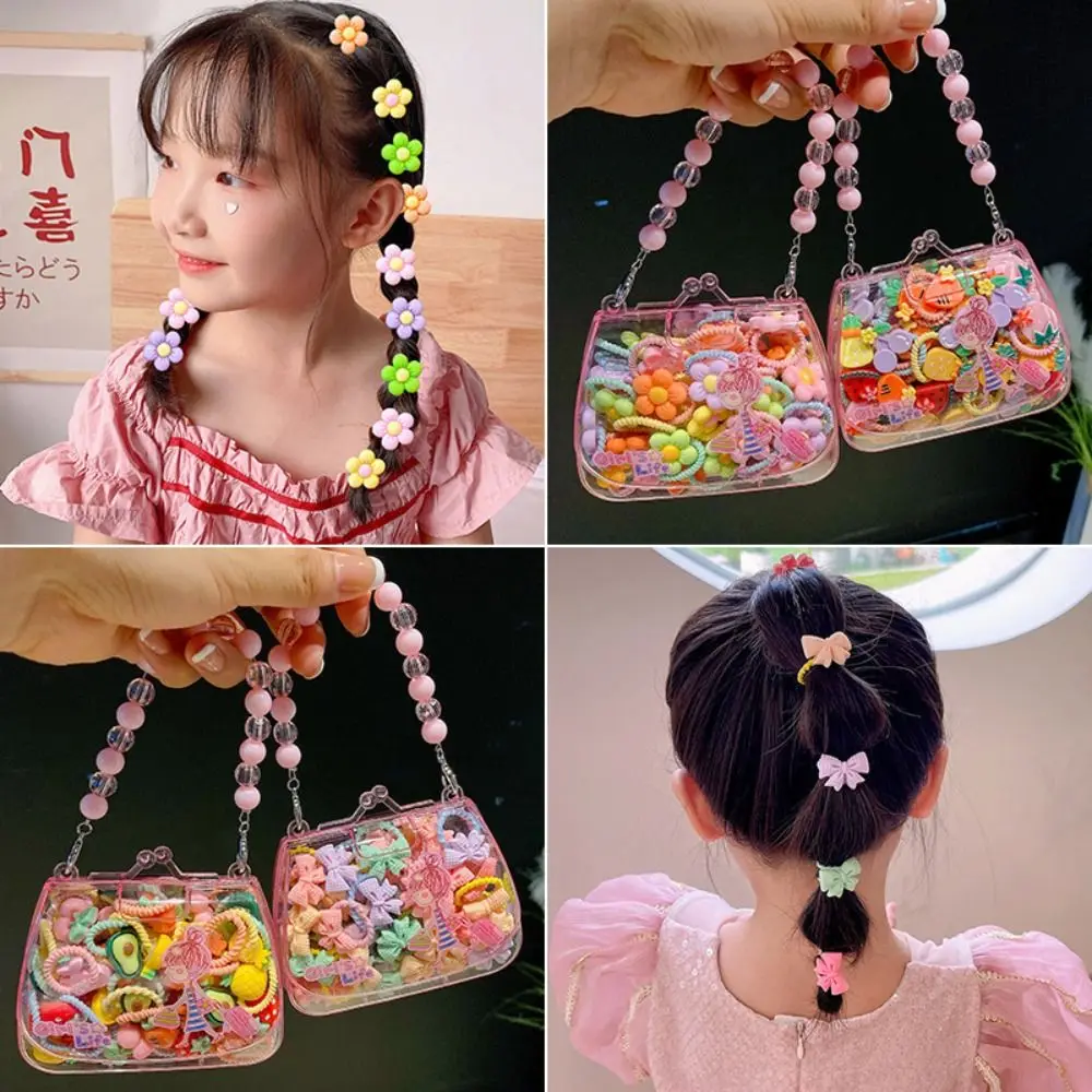 Lindas cuerdas para el cabello de dibujos animados, lazos para el cabello con lazo elástico alto y caja de mano que no daña el cabello, accesorios para el cabello para niños