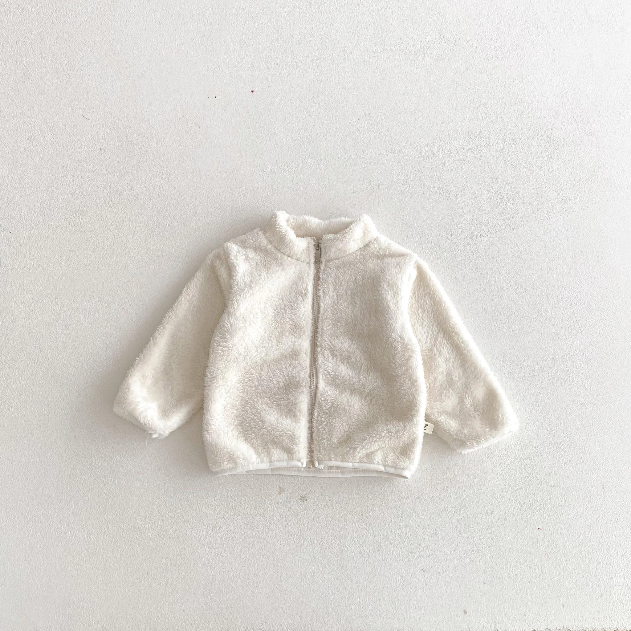 Abrigos de felpa de Color sólido para niños de 1 a 6 años, ropa informal de moda, Tops de manga larga, prendas de vestir exteriores, nuevo diseño, abrigos simples y versátiles - imagen 5