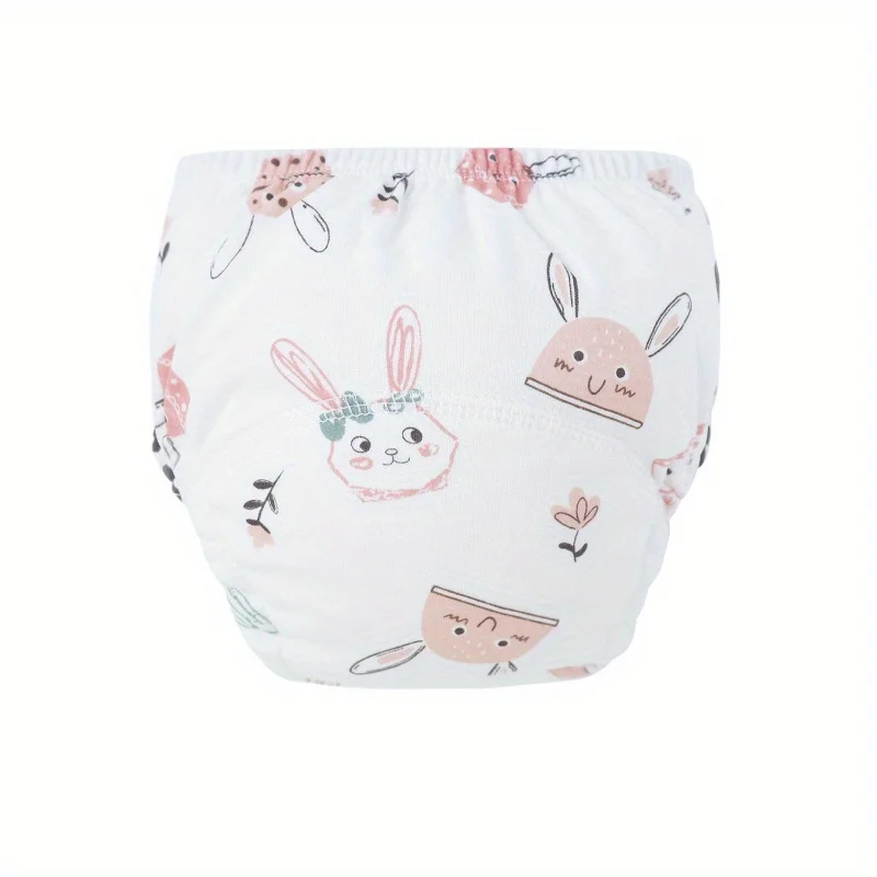 4 unids/lote de pantalones de entrenamiento para bebés, conjunto de pantalones de pañales con estampado de dibujos animados para niños y niñas, ropa interior para niños, algodón transpirable reutilizable - imagen 5