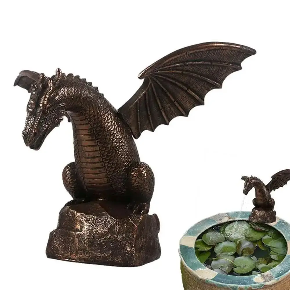 Fuente de jardín con dragón de resina – Decoración exterior estilo retro - imagen 5