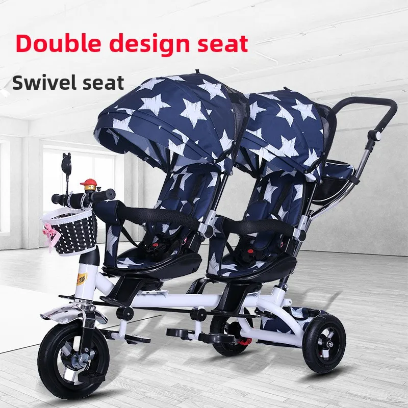 Triciclo doble para niños con diseño plegable y ruedas silenciosas - imagen 5
