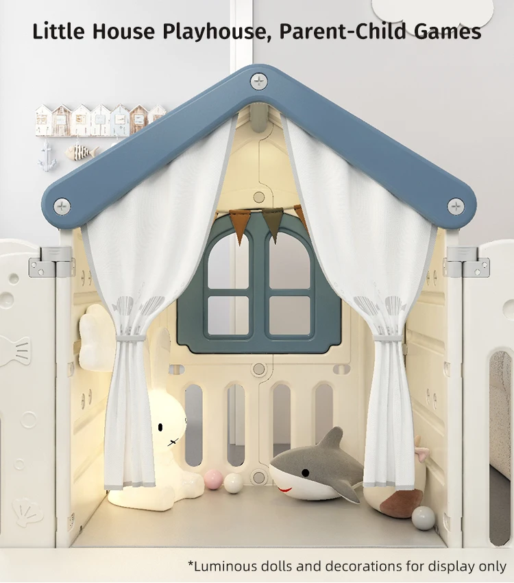 Parque infantil de plástico para exteriores para bebés, patio de juegos deslizante, puerta de seguridad grande, columpio para niños, valla plegable, parque interior para bebés - imagen 5