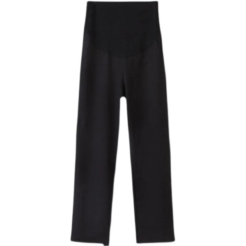 8088 #   Pantalones largos rectos de algodón informales para mujer embarazada, ropa holgada de pierna ancha para el vientre, otoño 2022 - imagen 5