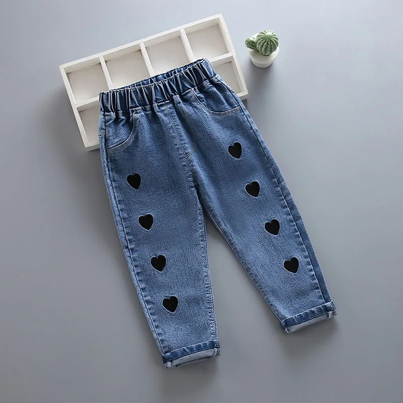 MILANCEL nueva primavera niños Jeans niñas lindo bordado cereza flor Denim pantalones azules niños prendas de vestir pantalones - imagen 2