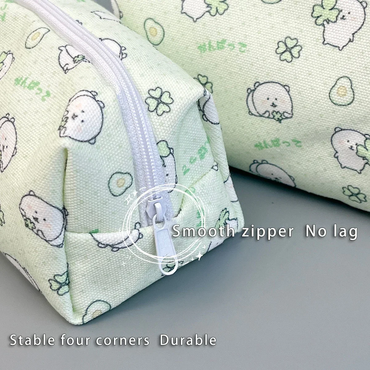 Estuche para lápices de oso autoblocante de dibujos animados, bolsa de lona de gran capacidad para estudiantes de escuela, organizador de papelería coreano, bolsa de almacenamiento - imagen 4