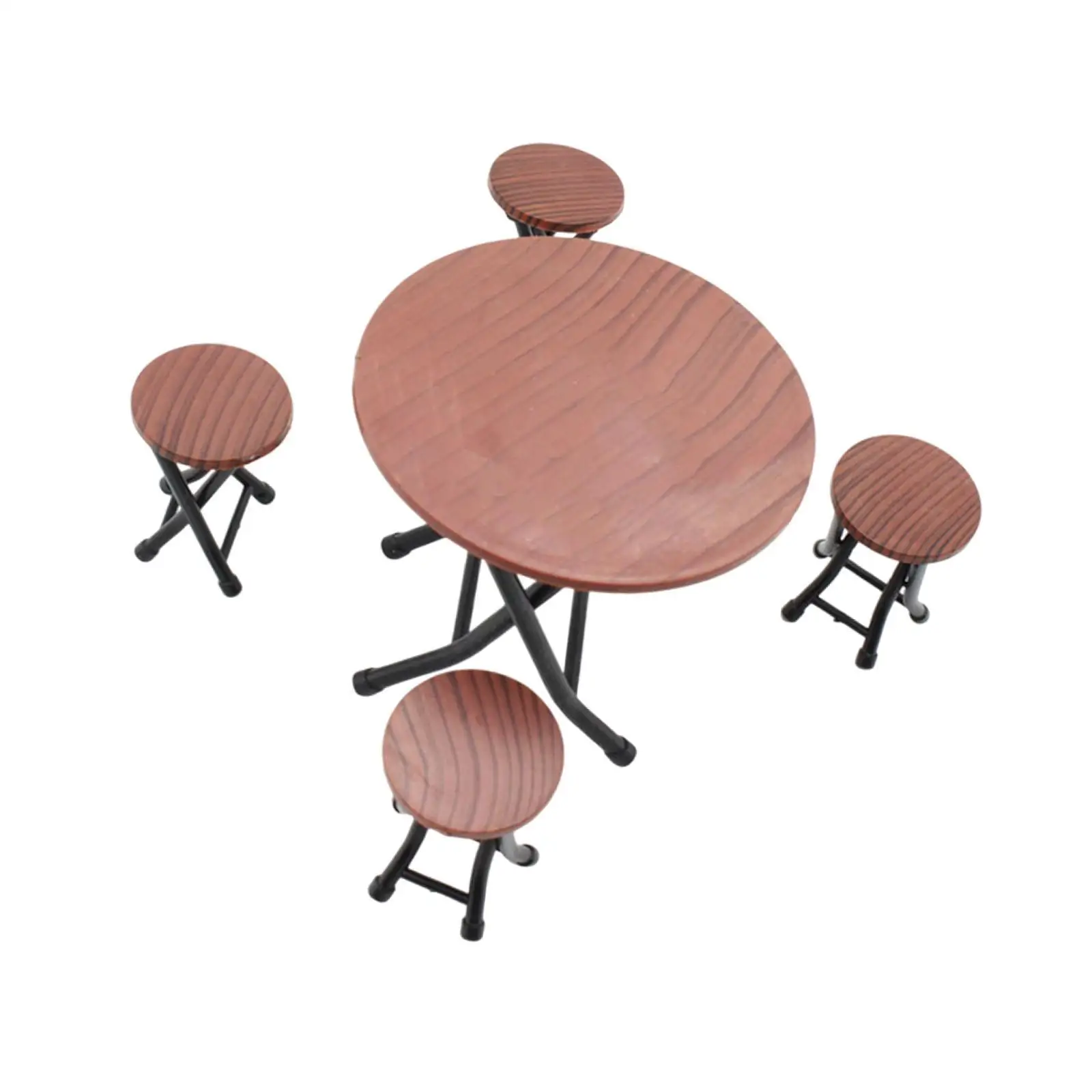 1:12 Scale Dollhouse Desk Chair Simulation Life Scene Dining Round Table Set