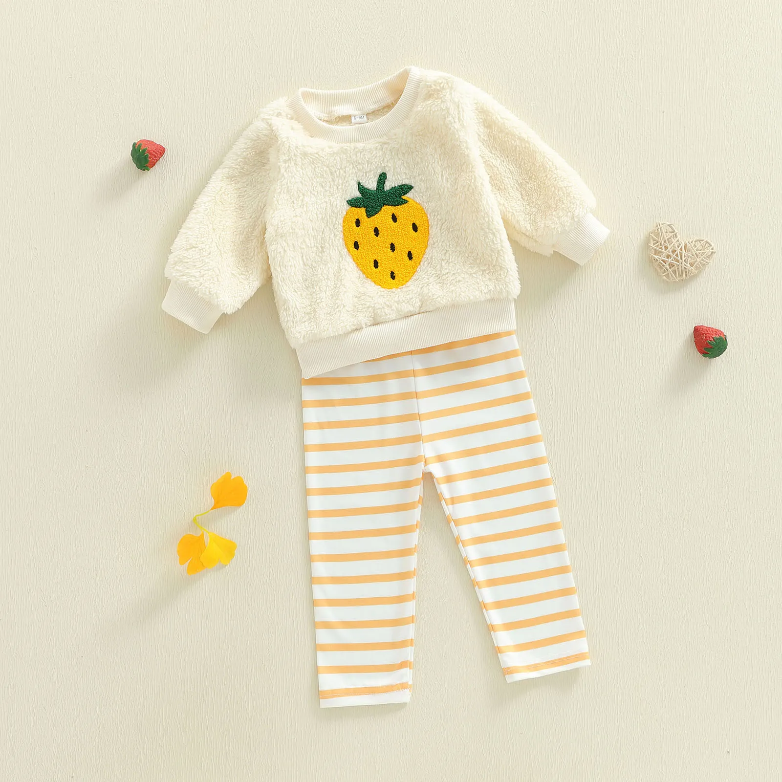 Tregren Conjunto otoño invierno para bebé niña con bordado fresa - imagen 5