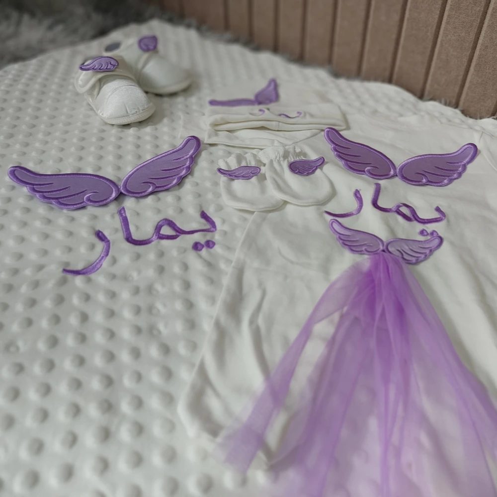 Traje de capa rosa para niña recién nacida, bordado dorado personalizado, nombre de costura, regalo personalizado, traje de Parajam para guardería en casa de bienvenida