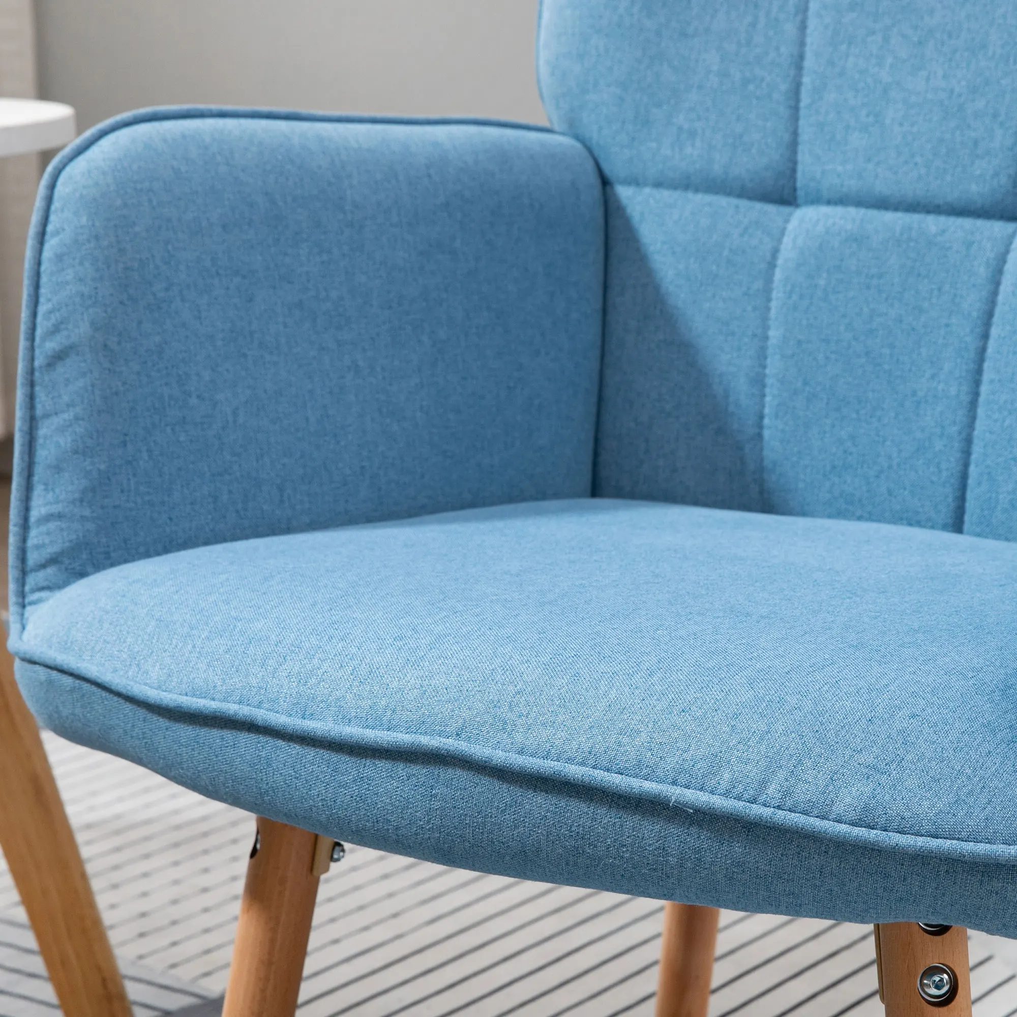 HOMCOM Butaca de Salón Moderna Sillón con Respaldo Alto Reposabrazos Tela de Lino y Patas de Madera de Haya para Comedor Cocina 71x68x101 cm - imagen 4