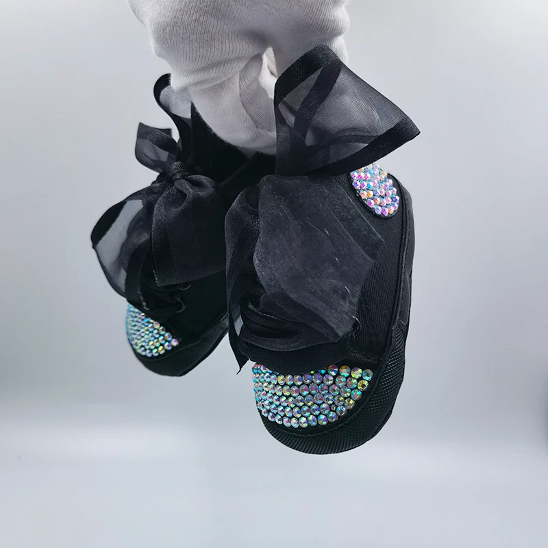 4. Zapatillas de lona estampadas, alpargatas con diamantes de imitación para bebé recién nacido, zapatos de cuna y juego de chupete personalizados con nombre y fecha - imagen 2