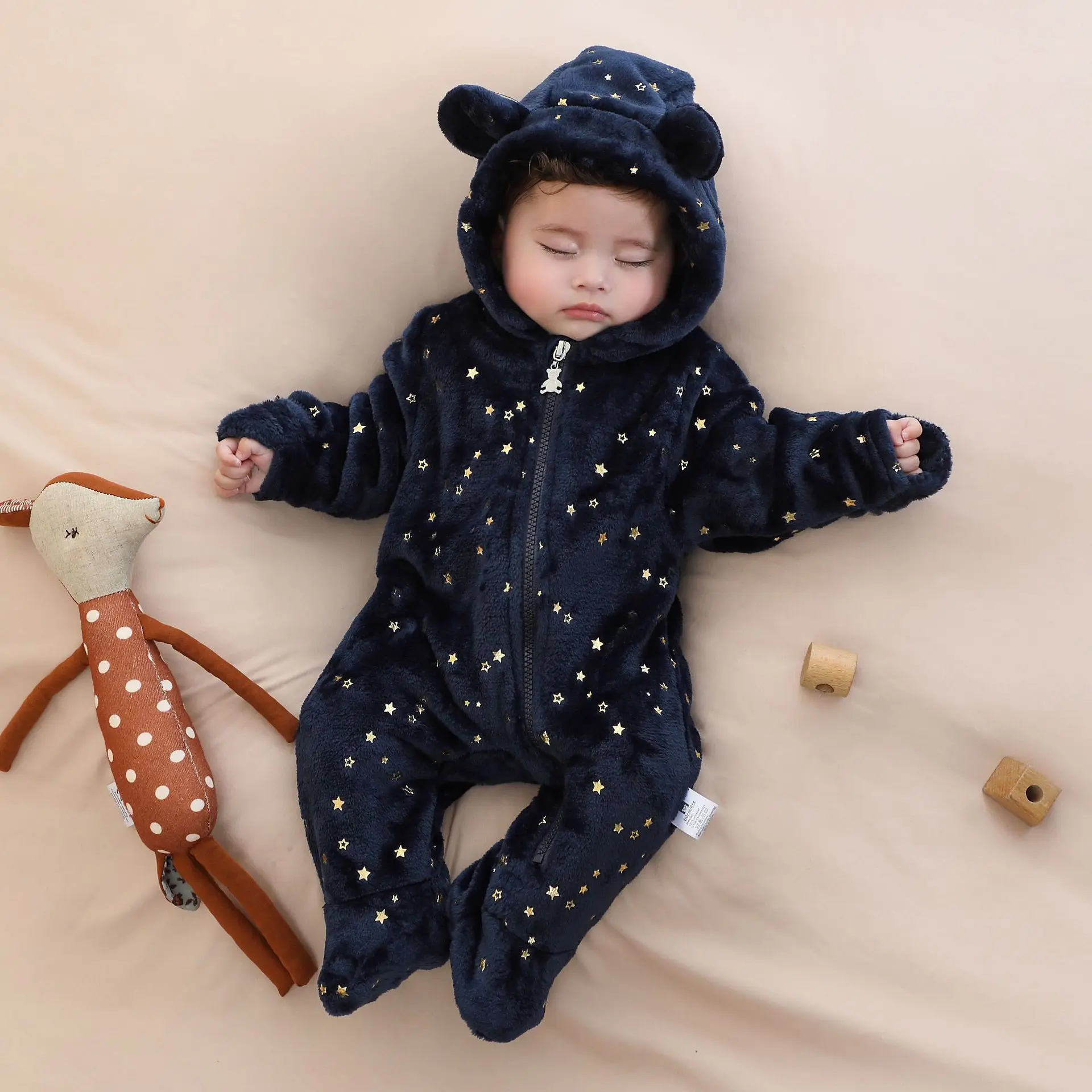 Pelele de felpa suave para bebé - Estilo animal con cremallera - imagen 3