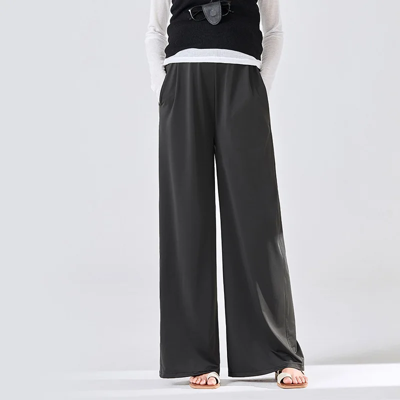 Pantalones de maternidad finos y sueltos, pantalones de pierna ancha para mujeres embarazadas con cintura alta y pantalones casuales de gran tamaño transpirables para verano - imagen 3