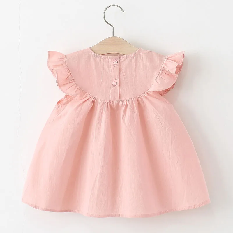 Vestidos de verano de 2 piezas, ropa para niñas, bonito vestido coreano de princesa con lazo liso sin mangas de algodón para niños pequeños + bolsa, ropa para bebés B087 - imagen 2