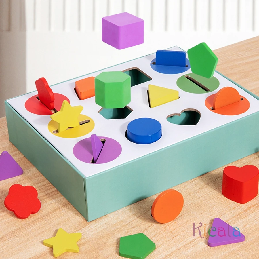 Formas 3D, sólidos geométricos, juguete de Color madera, juguete de clasificación, entrenamiento de desarrollo, juego educativo Montessori para regalo preescolar - imagen 2