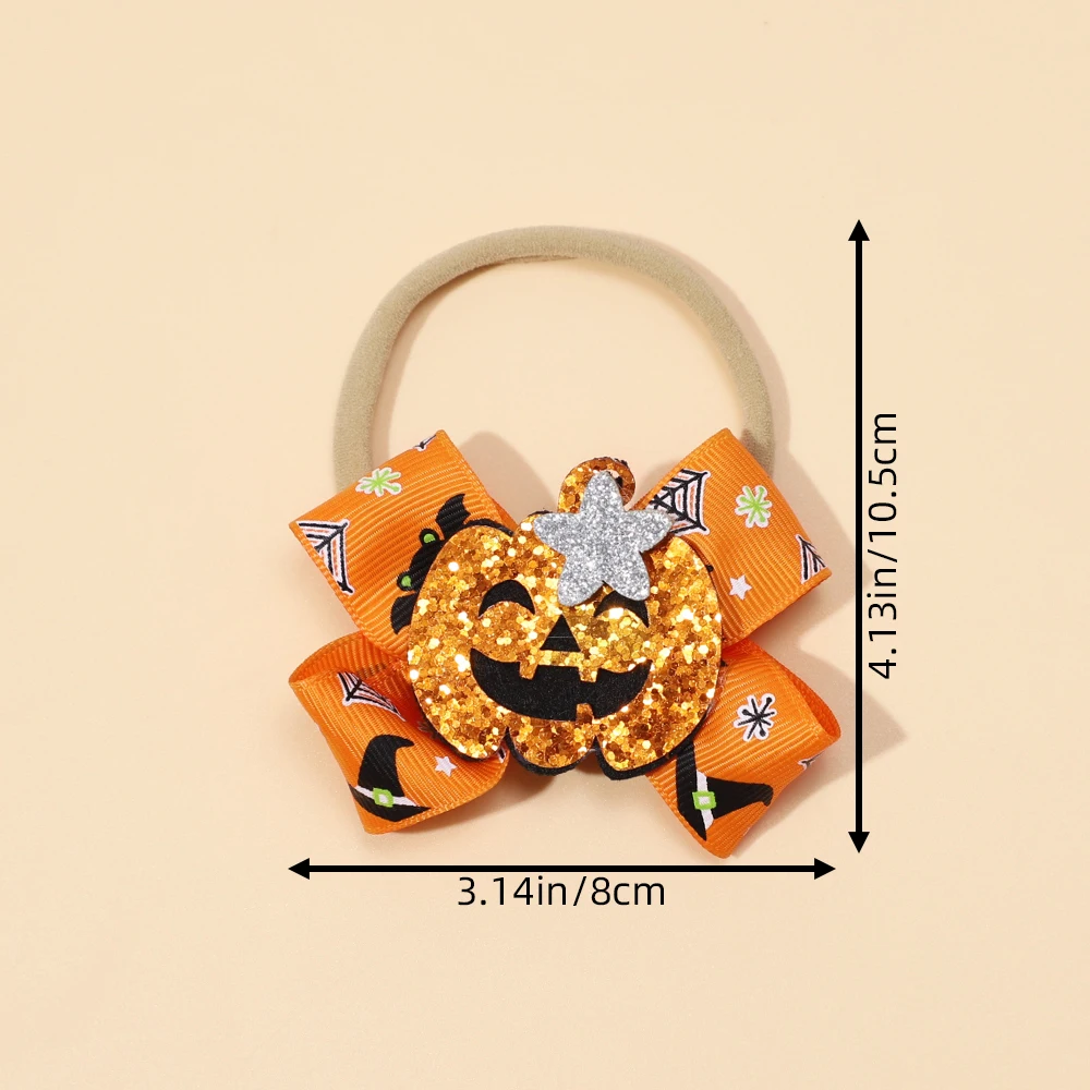 Diadema elástica de nailon para bebé, banda para el pelo de Halloween para niña recién nacida, Calavera, calabaza, accesorios para el cabello para niños, accesorios para fotos de vacaciones, nuevo - imagen 5