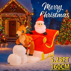 Juguete inflable navideño de trineo con renos y luces LED