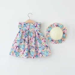 Vestido princesa sin mangas para niñas – Estampado floral de verano