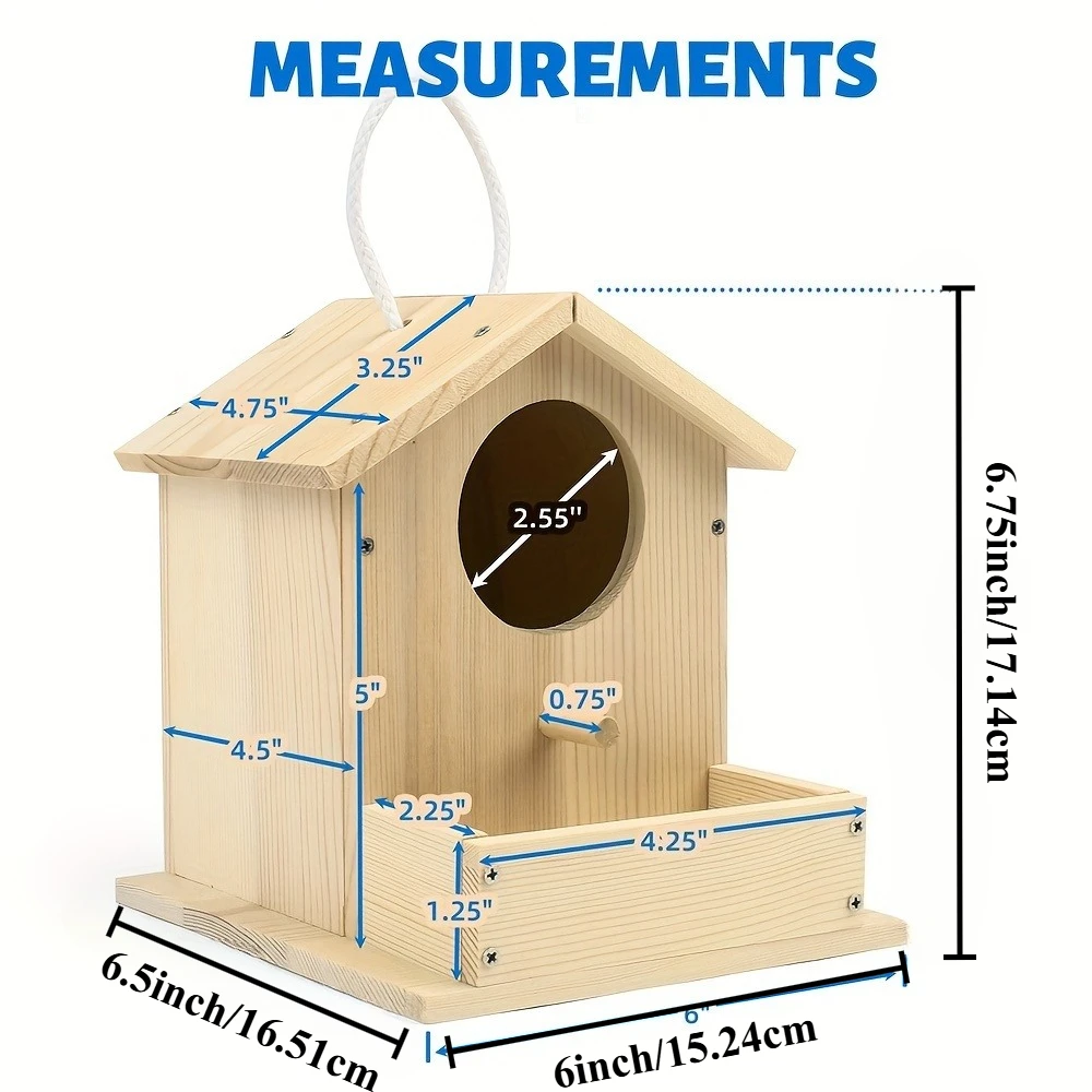Kits de casitas de pájaros de madera DIY, juego creativo de artes y manualidades para niños y adultos, casas de pájaros de madera sin terminar con pinceles de tiras de pintura - imagen 2