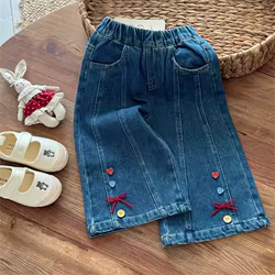 Pantalones vaqueros de pierna recta para niñas – Casuales y modernos
