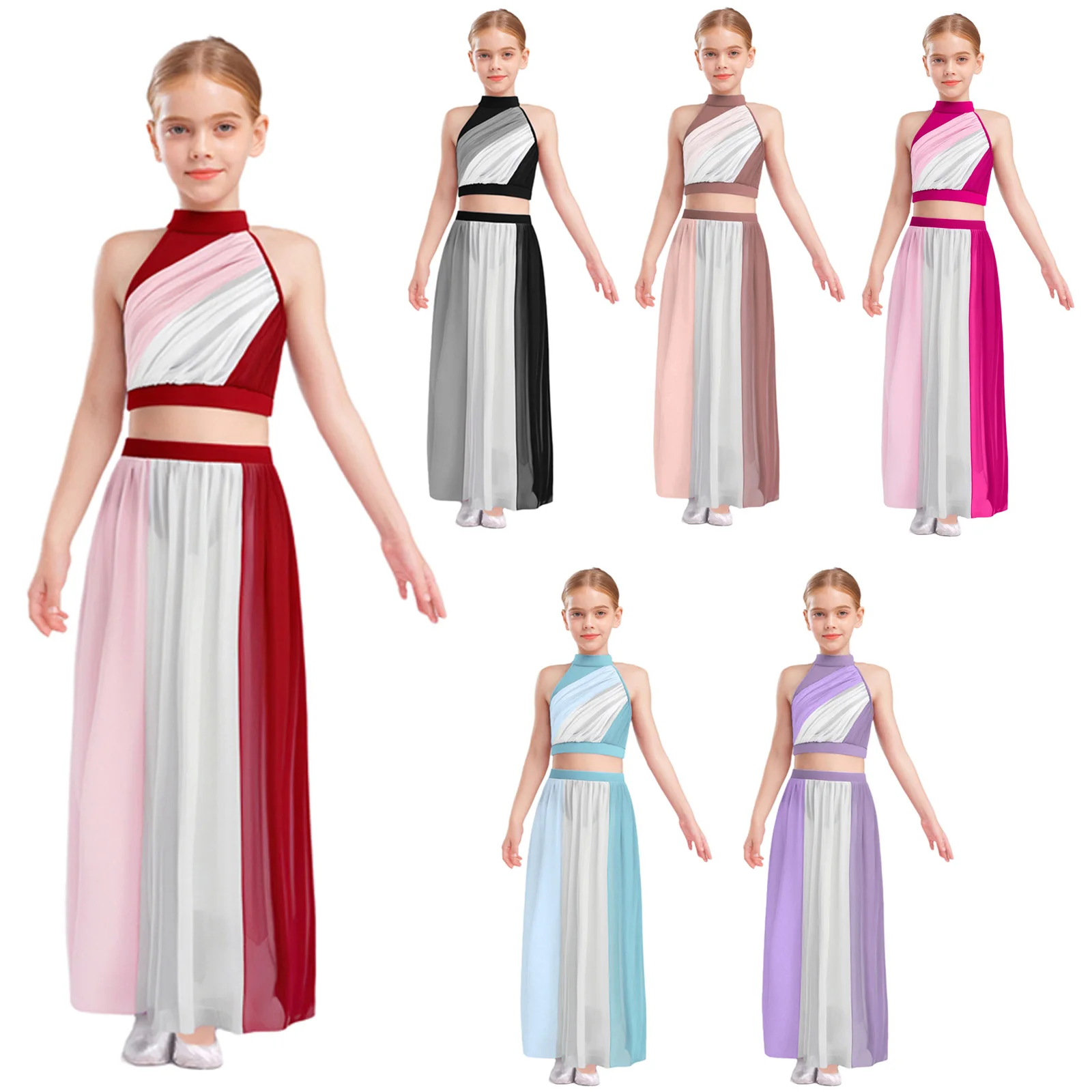 Traje de danza moderna para niña con falda de gasa - imagen 4