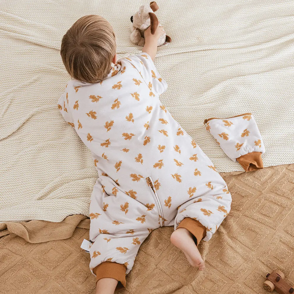 Ropa de dormir de invierno para niños de 1 a 4 años, mangas extraíbles, pijamas con cremallera de 3 vías, pierna dividida, manta para dormir de una pieza - imagen 4