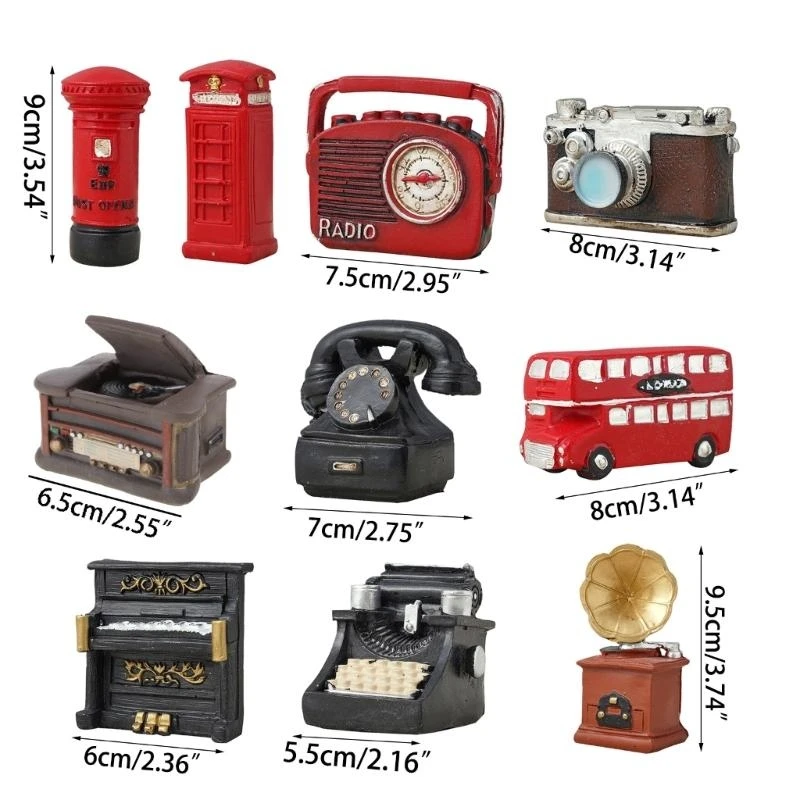 Accesorios fotografía para recién nacido M76C, modelo Radio artesanal resina, adornos Retro nostálgicos, Bar, del - imagen 4