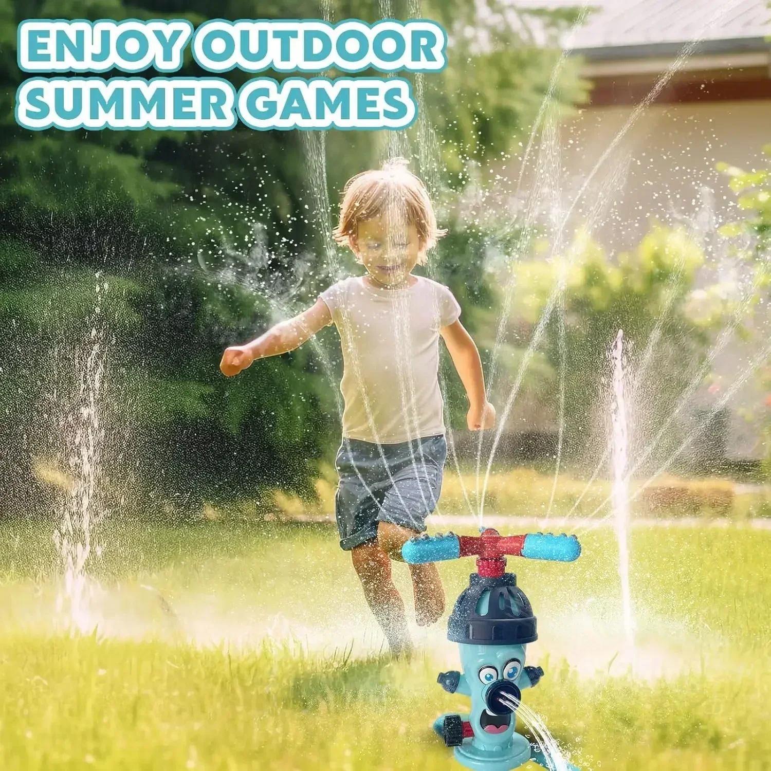 Juego de rociadores de agua 2 en 1 para niños, máquina de lanzamiento de béisbol, juguete de rociador de agua hidratante con 2 cabezales de rociador, 4 bolas - imagen 4