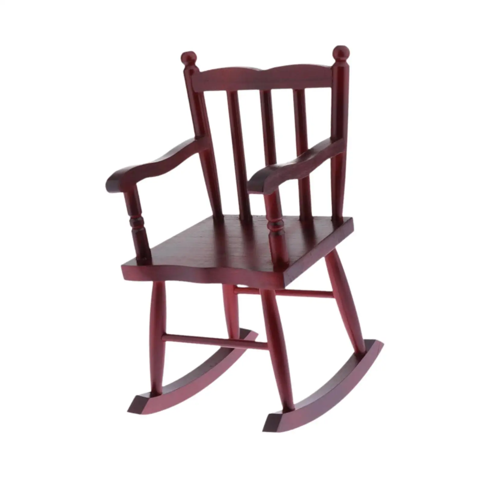 BJD Wooden Doll Furniture Miniature Wooden Doll Rocking Chair Decor