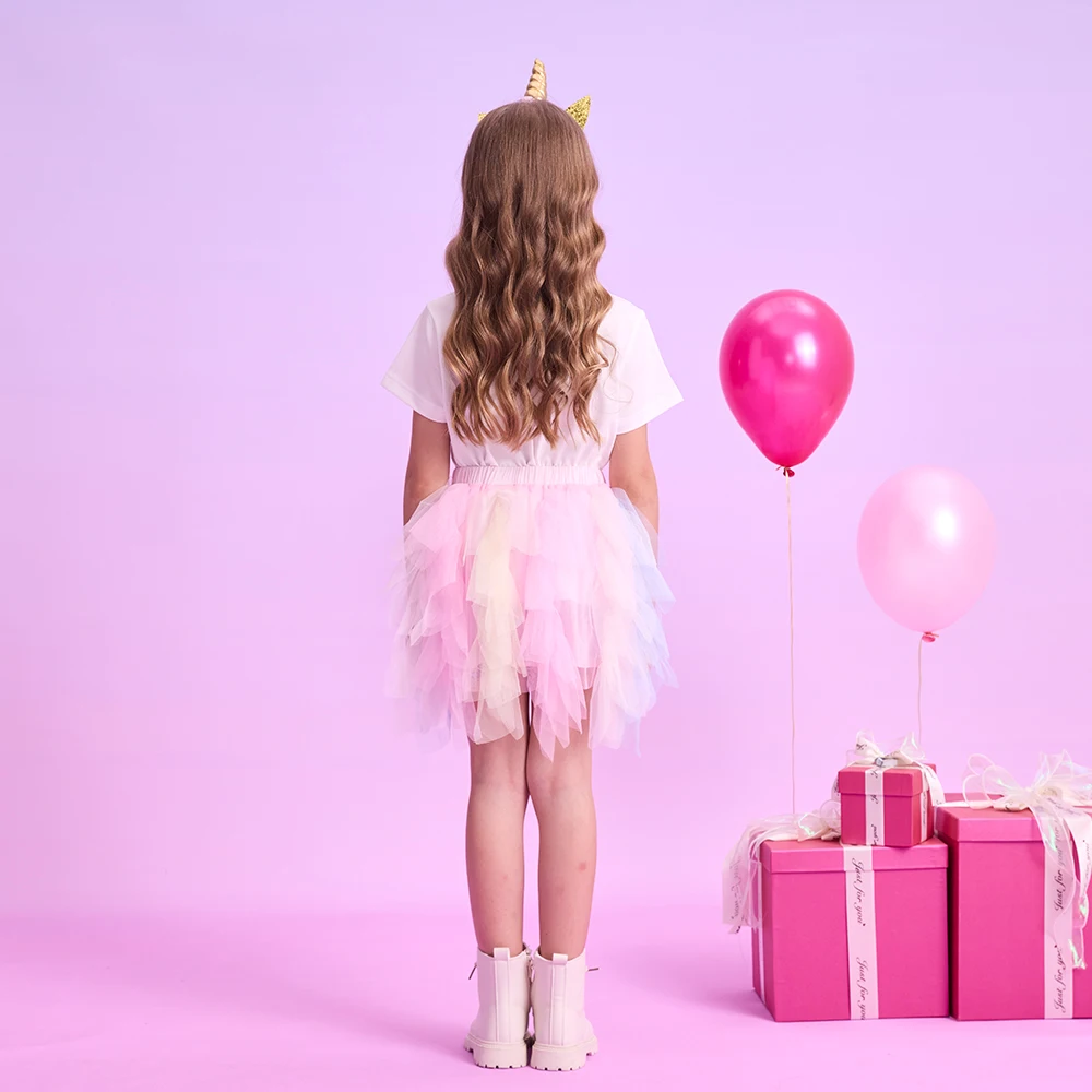 DXTON Tutú de tul con capas para niña fiestas y cumpleaños - imagen 5