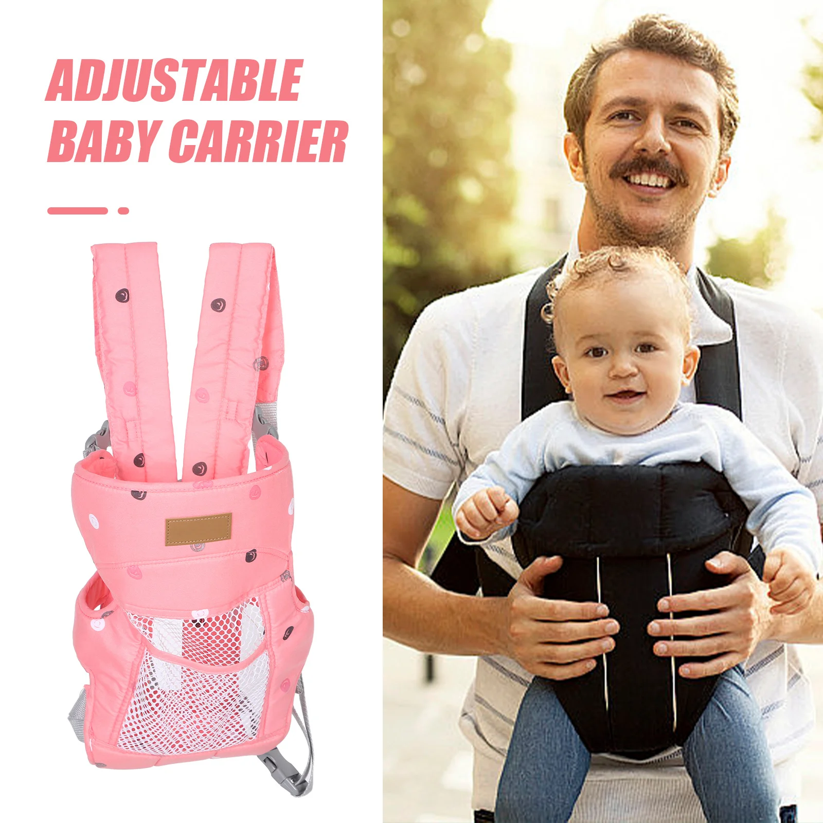 Portabebés de algodón suave y cómodo, ajustable, tradicional, delantero y trasero, portabebés para recién nacidos y niños pequeños para exteriores - imagen 4