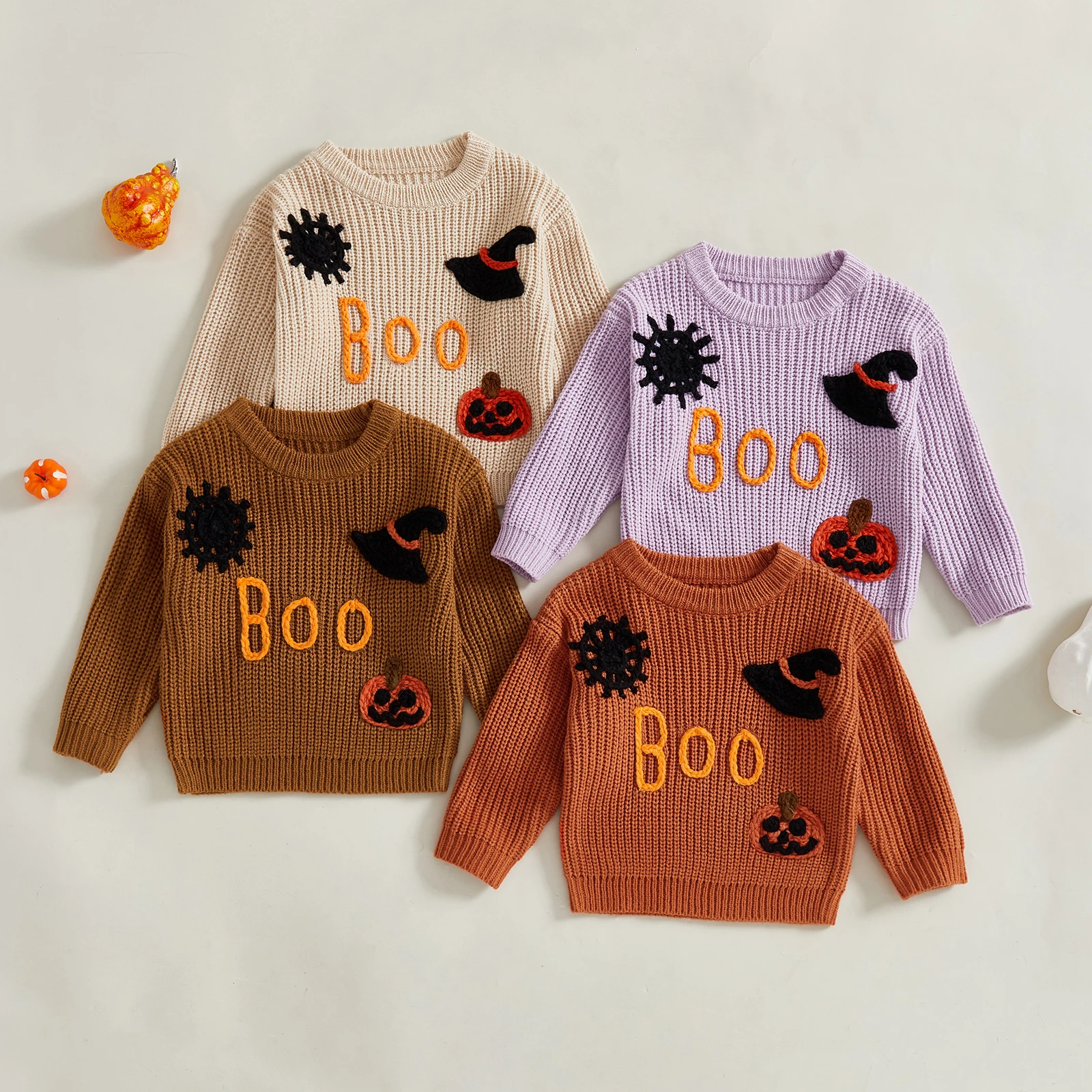 VISgogo Suéter Halloween niñas pequeñas bordado divertido - imagen 2