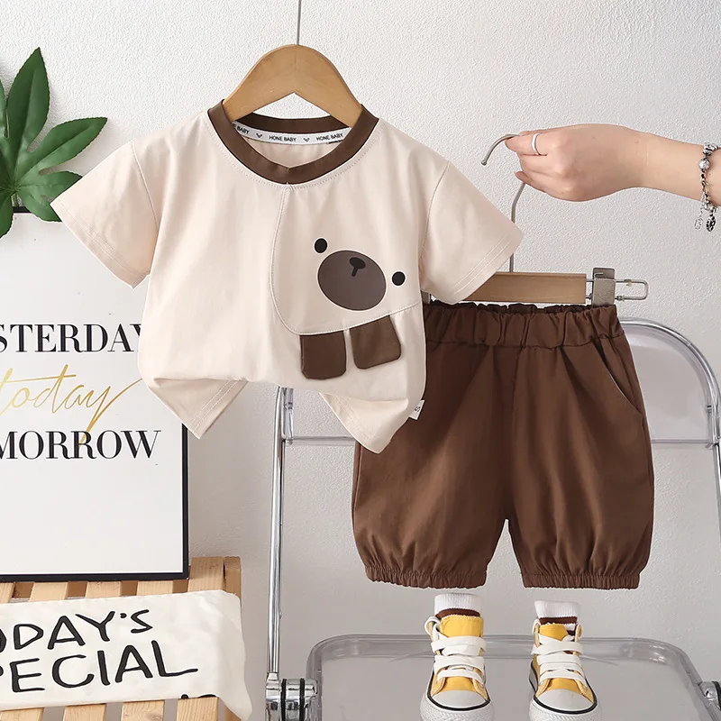 Nueva ropa de verano para bebés, camiseta de manga corta para niños, pantalones cortos, 2 unids/set, ropa para niñas, disfraz para niños pequeños, trajes para niños - imagen 3