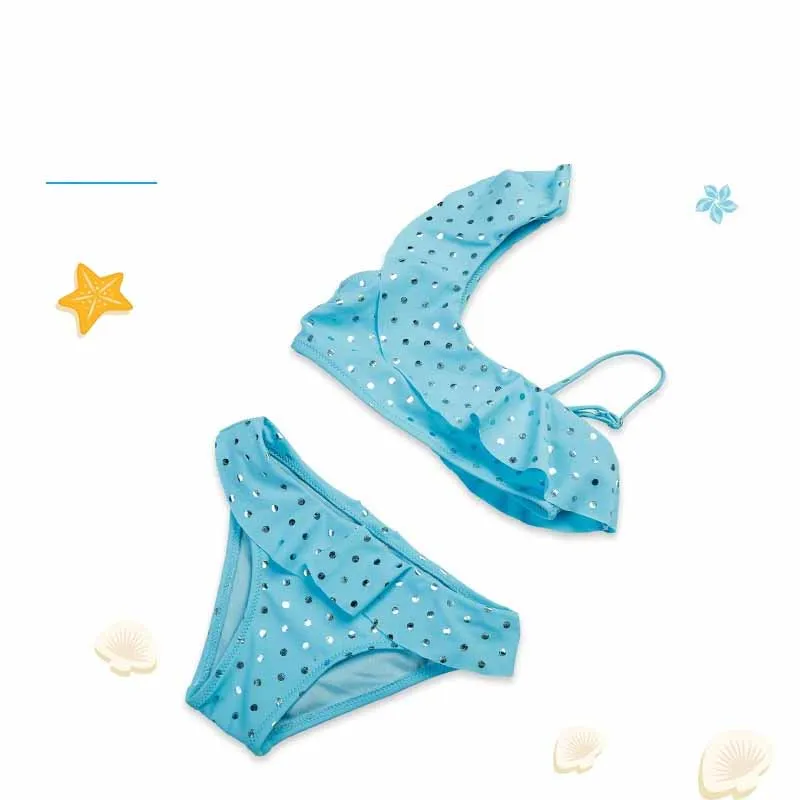 Bañador de lunares con volantes para niña verano suave elástico