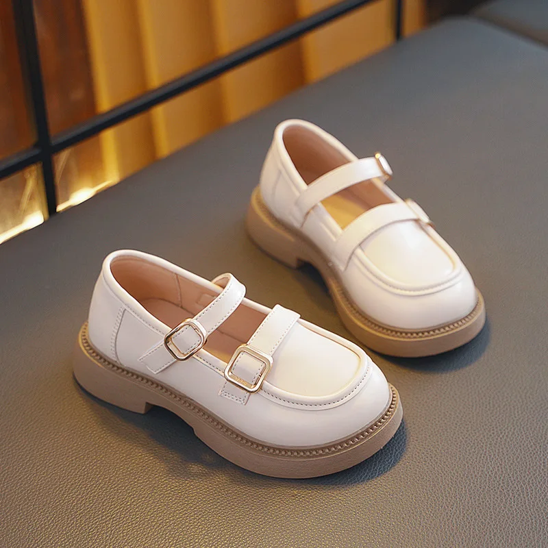 Zapatos de cuero para niños, zapatos planos para niñas pequeñas, color marrón, negro y blanco, zapatos escolares elegantes de Color Retro, primavera 2024 - imagen 2