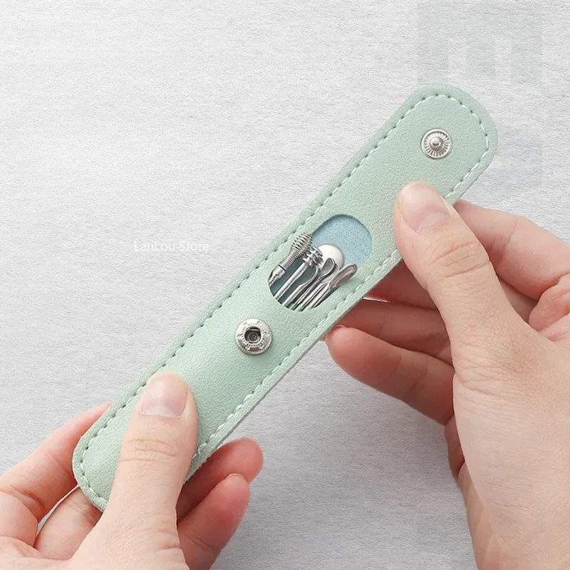 Earpick 6 unids/set limpiador de oídos recolectores de cera de acero inoxidable Kit de perforación removedor de cera cureta cuchara cuidado herramientas de limpieza de oídos - imagen 5