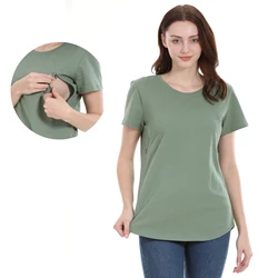 Camiseta de lactancia de manga corta para mujer embarazada talla grande
