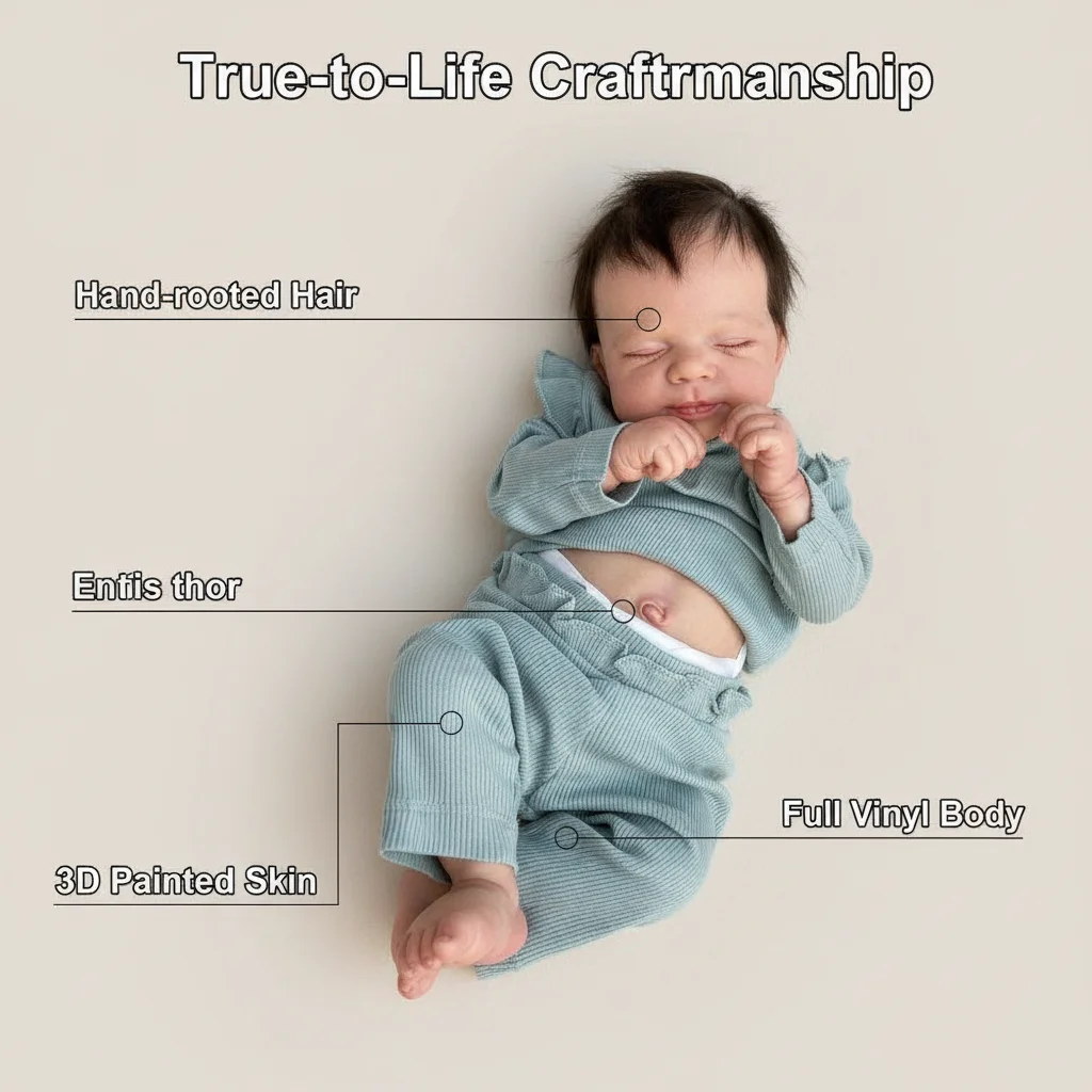 NPK 18 ''hecha a mano piel 3D venas visibles Reborn bebé durmiendo Pascale tacto suave con pelo de enraizamiento a mano muñecas realistas regalo - imagen 4