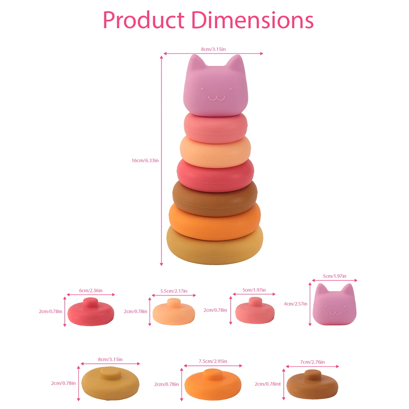 Color niños 1 Juego de mordedor de silicona para bebé juguete de apilamiento animales de dibujos animados bloques de construcción juguete sensorial Montessori sin BPA 0-12 meses - imagen 4