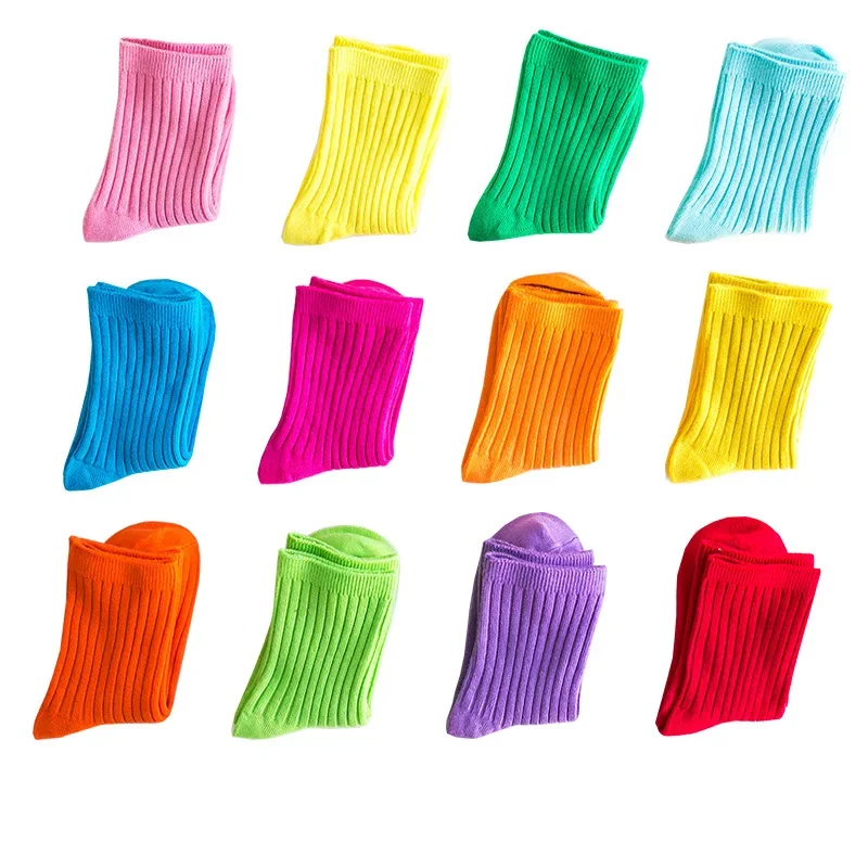Calcetines de algodón para niños de 1 a 5 años, calcetines sólidos Kint cálidos y transpirables para niños, calcetines escolares de colores caramelo para Otoño e Invierno - imagen 4