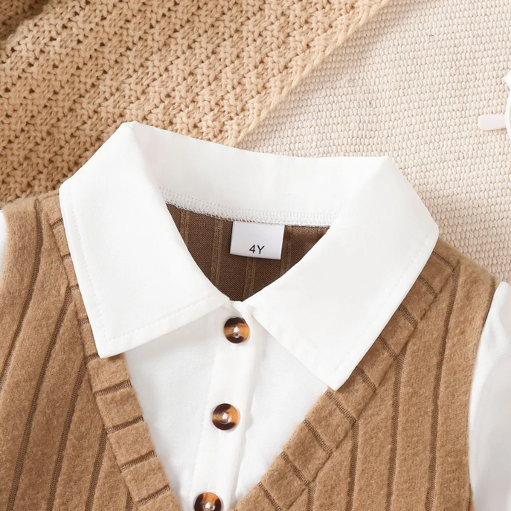 Conjunto para niña de otoño con falda a cuadros y camiseta manga larga - imagen 3