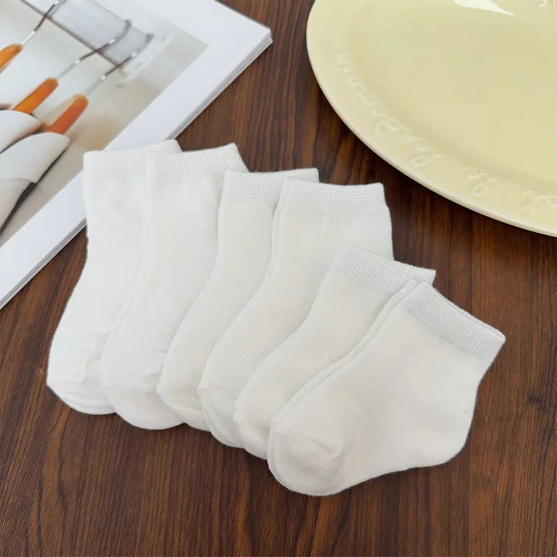 3 par/lote calcetines de algodón para bebés otoño niños y niñas moda para las cuatro estaciones blanco suave 2025 nuevos calcetines de otoño para bebés para niños de 0 a 3 años - imagen 5